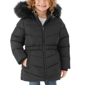 Member's Mark Girls Removable Faux Fur Trim Hood Puffer Jacket S (6/6X)